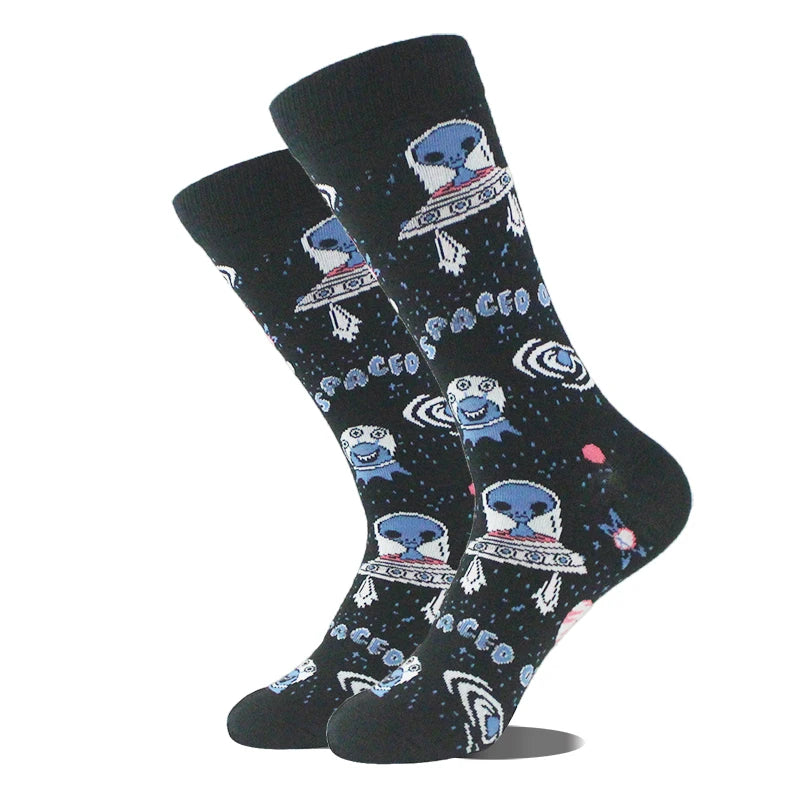 Funny Alien Shark Cotton Socks - Unisex Novelty Crew Socks