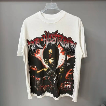 26SS Y2K High Quality American Retro Trendy Fashion Tops LIFE HUSTLERS 100% cotton large size loose Men's Women's T-Shirt
