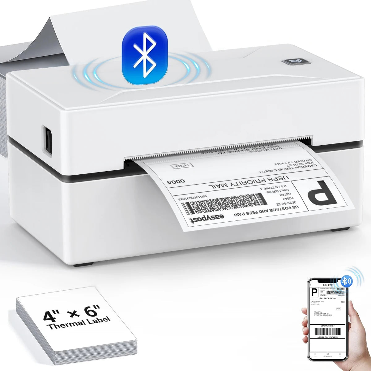 Marklife Thermal Printer D100 Portable Bluetooth Small Shipping Wireless 4X6inch Label Printer Support Android Mac iOS Windows