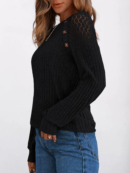 2025 New Autumn Women's Blouses Elegant Fashion Lace Hollow Out Patchwork Button Shirts Loose Casual Long Sleeve Pullover Tops