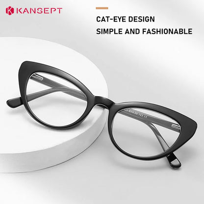 Computer Glasses Women | Anti Glare Cat Eye Reading Glasses With Clear Lenses & Plastic Frame