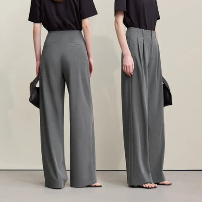 Amii Minimalism Women' S Pants 2026 Spring New Versatile Pleated Loose Wide-leg Pants Solid Color Casual Basic Trousers 12641076