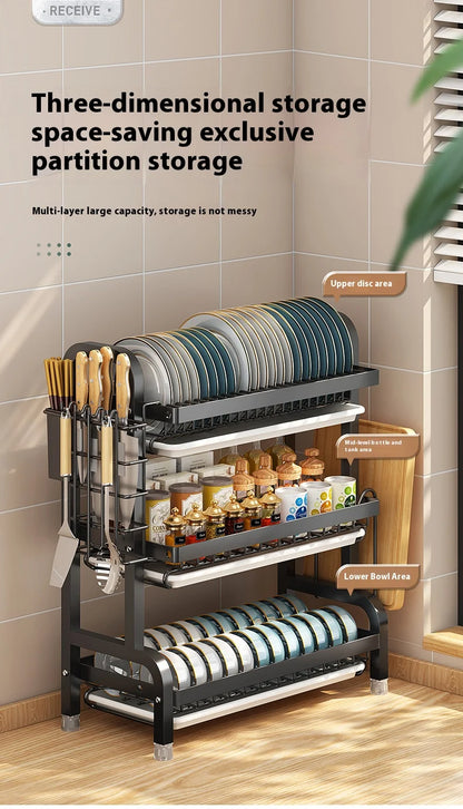 Multifunctional Kitchen Storage Rack - Bowl Dish  Chopstick Organizer - ZOOMNSTORE
