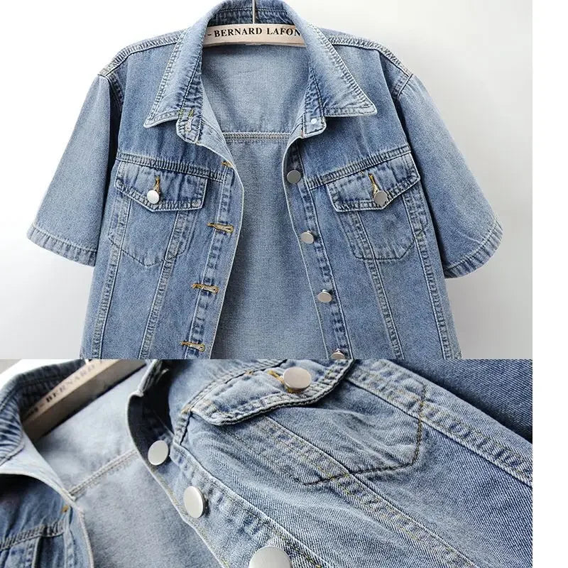 Fashionable New Versatile Short Sleeved Denim Jacket for Women Loose Korean Version Top Small Shawl Cardigan for Outerwear