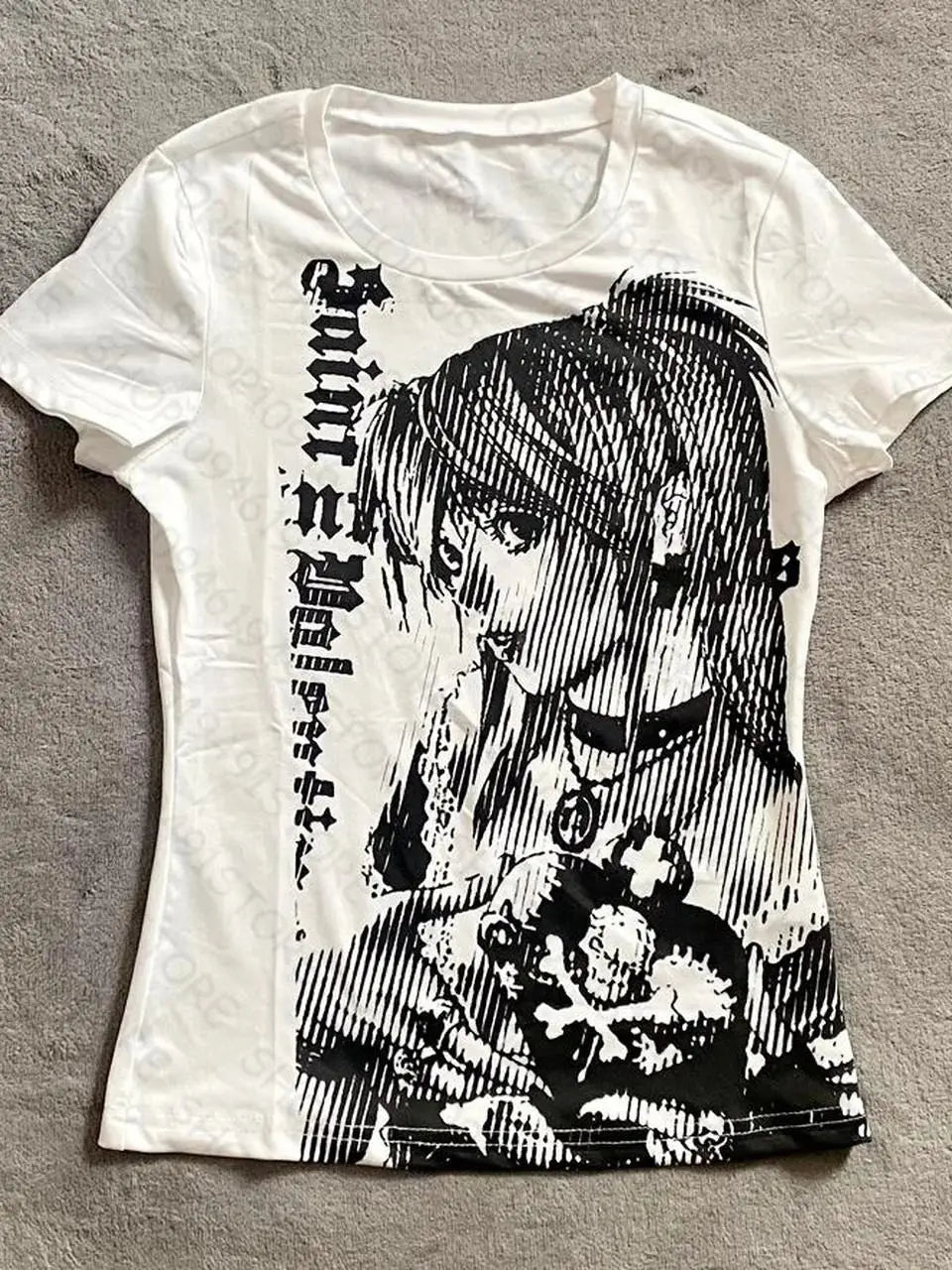 ropa de mujer Y2k anime Streetwear O-neck Text Print Tops Women Harajuku Clothes Vintage Crop Tee Aesthetic Casual T-shirt