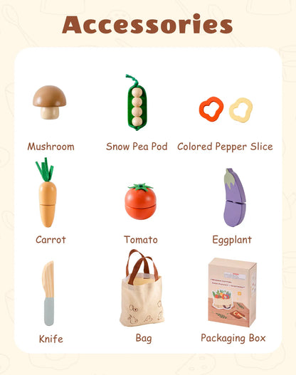 Robotime Robud Kitchen Pretend Toy Wooden Classic Game Educational Toy For Children Kids Gift Cutting Fruit Vegetable Food Set