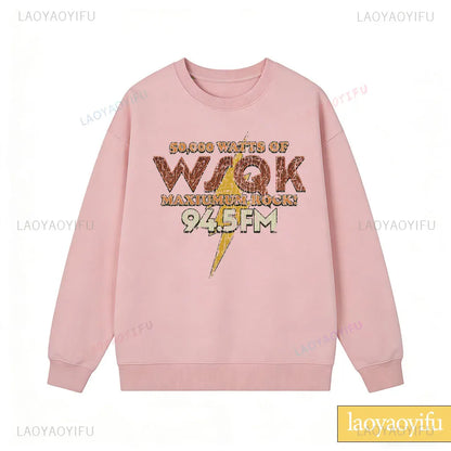 WSQK The Squawk 94.5 FM Radio Sweatshirt Wsqk Unisex Sweatshirts Vintage Sci-fi Crewneck 80s Nostalgic Sweater Retro Shirt Gift