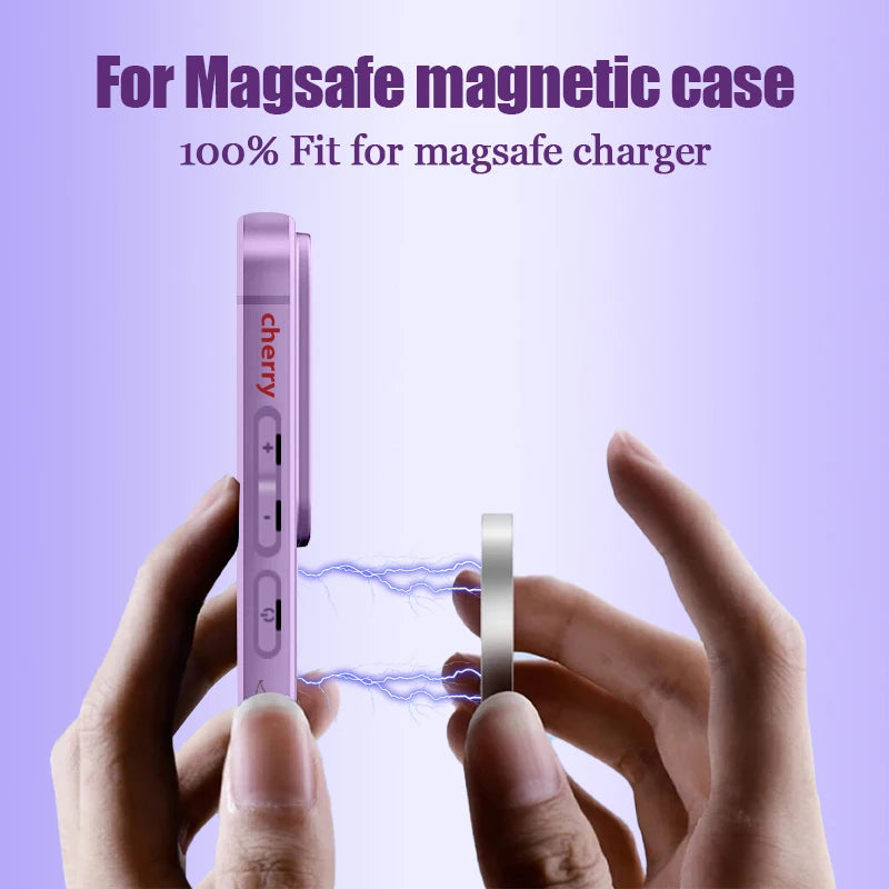 Little Cherry Magnetic Case For Samsung Galaxy S25 FE S26 S25 S24 S23 S22 Ultra Plus For Magsafe Wireless Charge Lanyard Cover