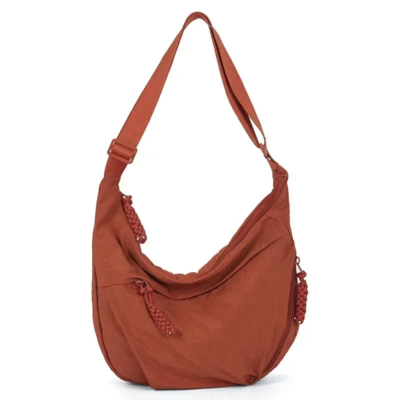 Women Shoulder Bag – Soft Cloth Crossbody Handbag With Zipper Closure, Versatile Everyday Use