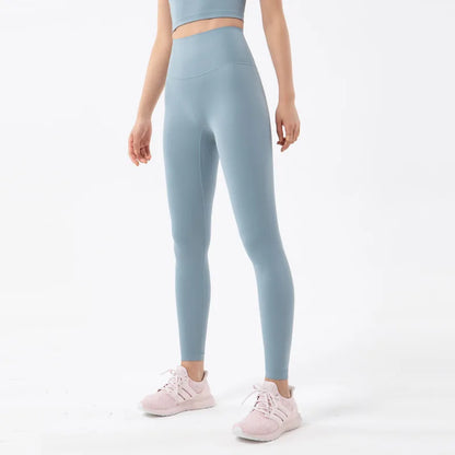 SOISOU Nylon Yoga Pants Gym Leggings Women Girl Fitness Soft Tights High Waist Elastic Breathable No T Line Sports Pants