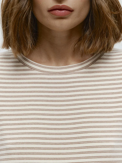 Bornladies Autumn New Fashion Women Cotton Striped Long Sleeve T Shirt Office Casual Simple Round Neck Pullover Tops & Tees