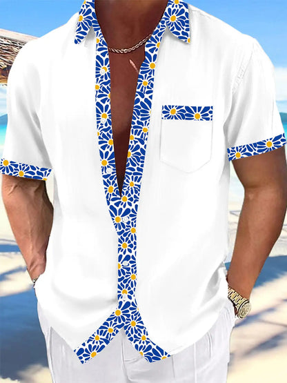 Men's shirts, button up shirts, casual shirts, spring and summer, printed short sleeves, daily, fashionable, comfortable