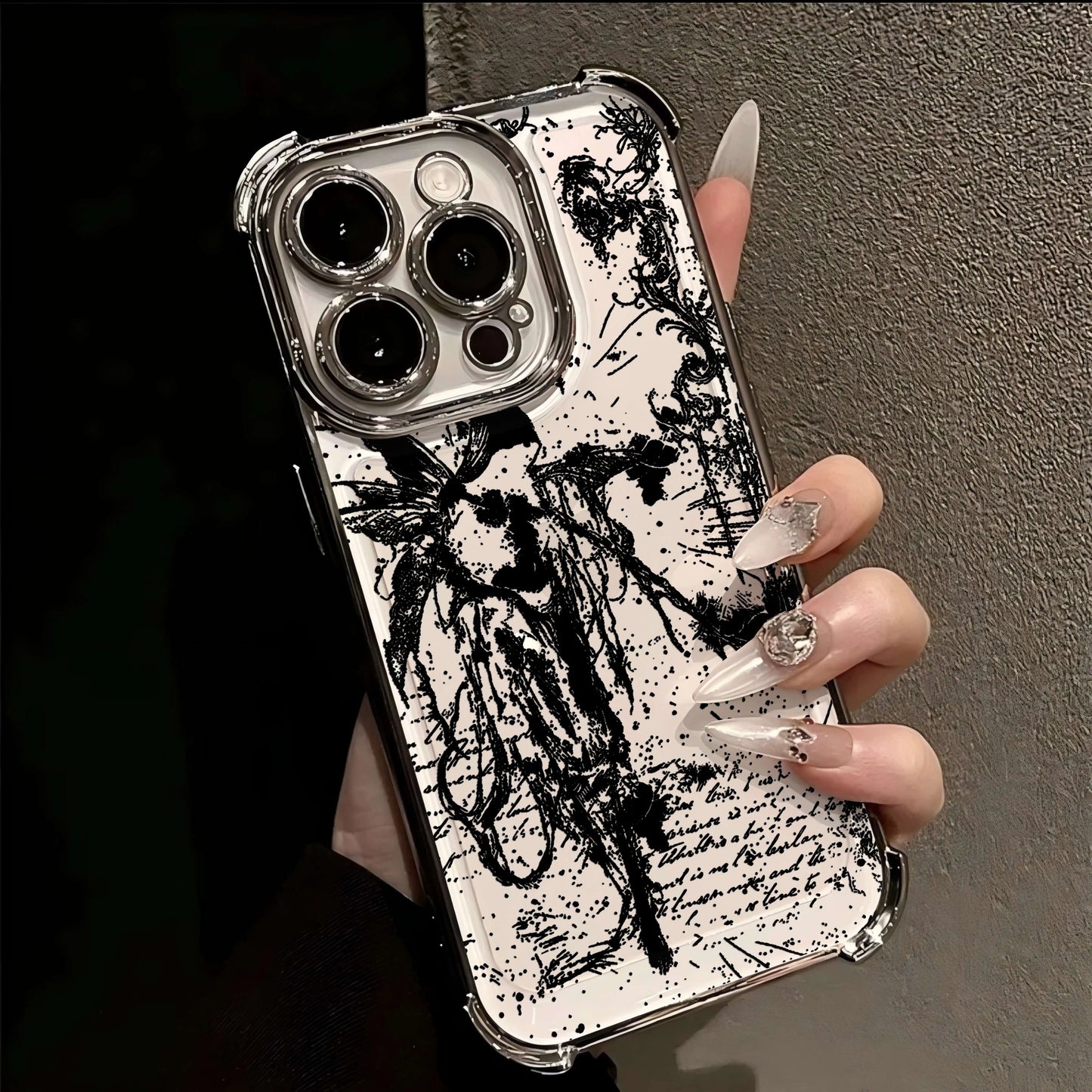 Cool Dark Gothic Cross Mark Line Plating Phone Case For IPhone 17 16e 16 15 14 13 12 11 Pro Max X XR XSMax 7 8 Mini Air Plus