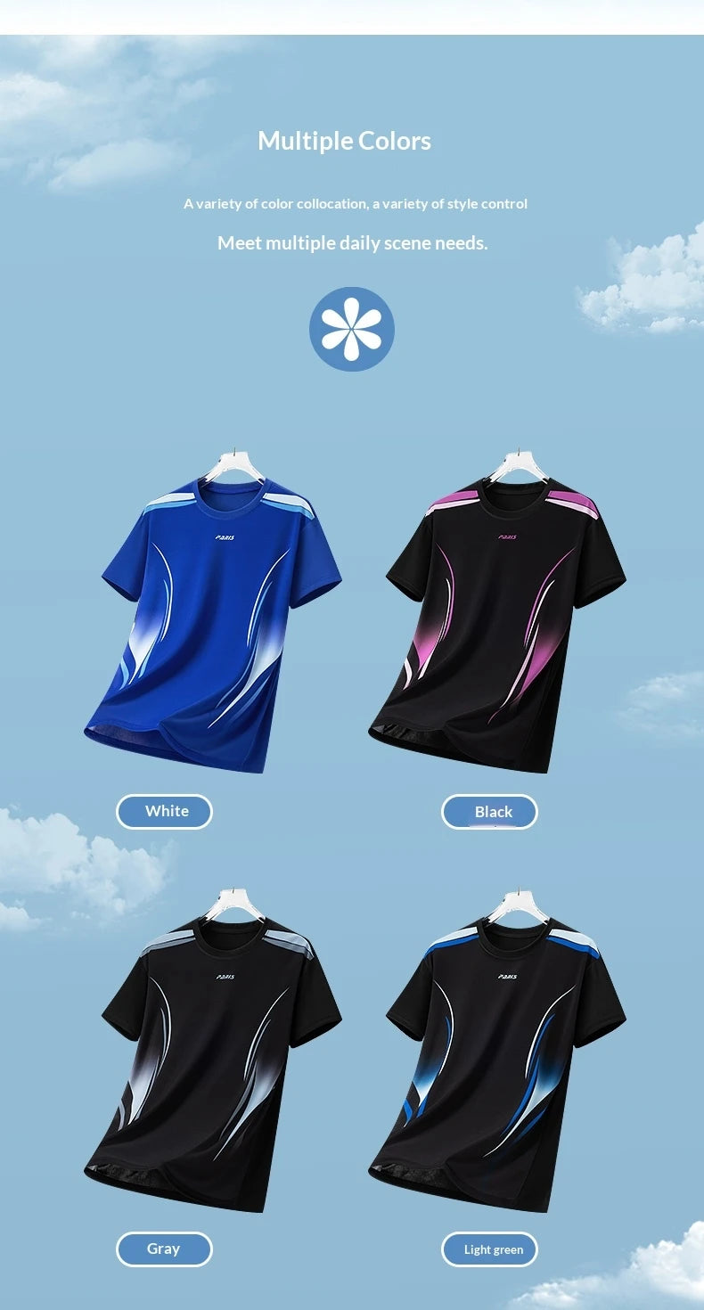 Men's Gradient Ice-Silk T-Shirt – Quick-Dry Running & Training Top