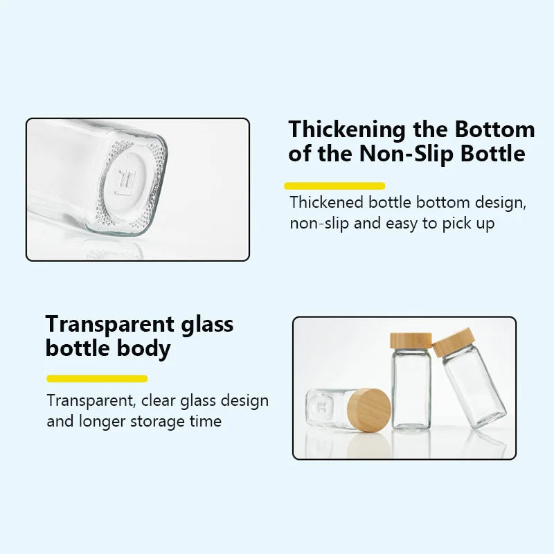 Airtight Glass Jars Set - 12PCS 120ml Clear Containers with Wood Lids for Kitchen Storage