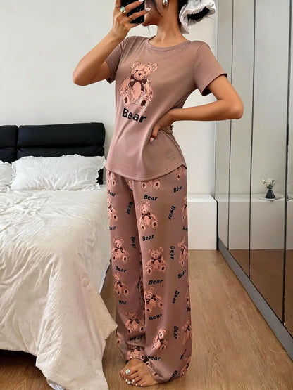Pyjama Femmes 2 Piece Set Short Sleeve Sleepwear Women Home Suit for Women Pajama Night Wear Ladies Two-piece Set Woman Pajamas
