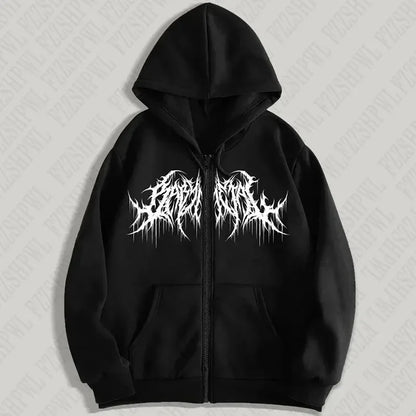 Y2K Zip-Up Hoodie, Men, Clothes with Graphic Prints, Hip Hop Style, Gothic 2026 Autumn Winter Keep Warm Long Sleeves Sweatshirt