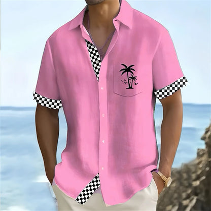 Hot men's shirt Hawaiian shirt Short -sleeved holiday beach fashion clothing soft and comfortable fabric super large size 6xl