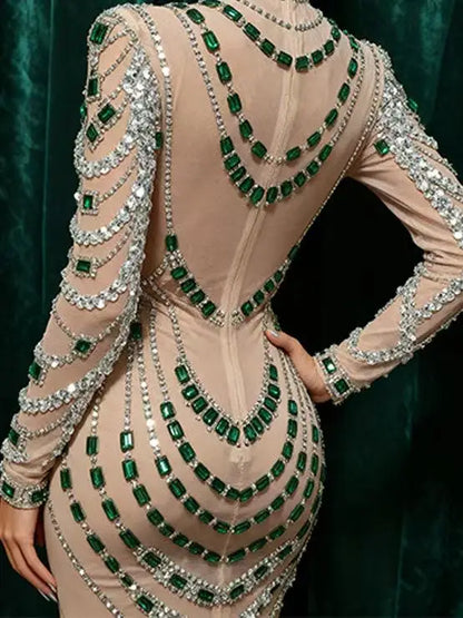Mini Rhinestone Dress - Sparkly Cocktail Party Bodycon Sheath Dress For Women