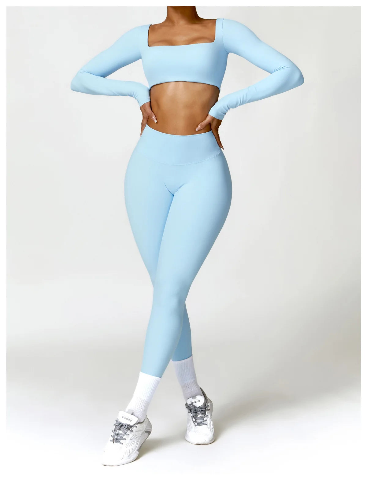 Women Yoga Suit - Quick Dry Gym Tracksuit With Long Sleeve Top & High Waist Leggings