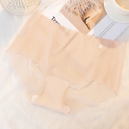 3PCS Women Summer Panties Sexy Lingerie Ice Silk Quick Drying Briefs Female Seamless Solid Color Underpants Cool Panties