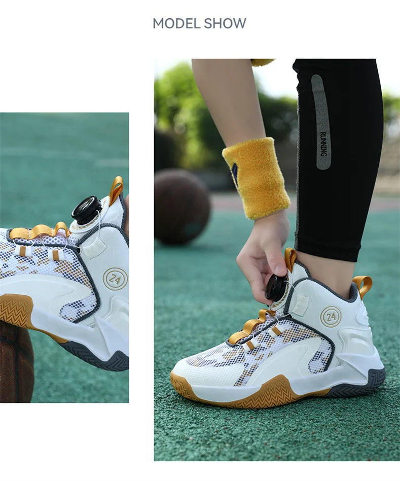 Kids Basketball Shoes - Boys Sneakers Non Slip Outdoor Sport Trainer Shoes