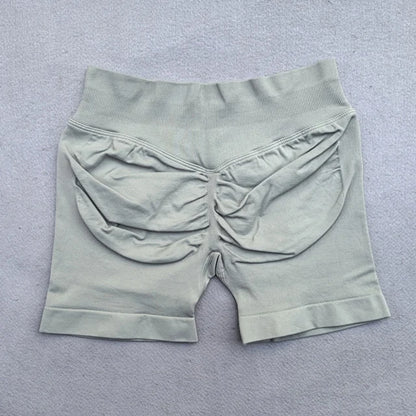 Shorts Set 2 Pieces Seamless Yoga Set Workout Tracksuit Women Halter Sport Bra And Low Waist Scrunch Bum Gym Shorts Suits