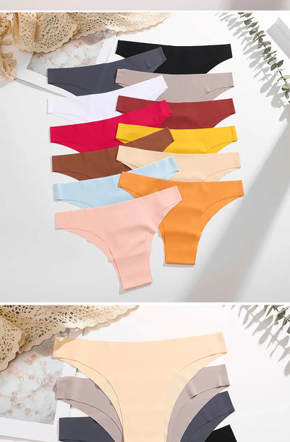 FINETOO 5Pcs/Set Ice Silk Seamless Underwear Low Waisted Brazilian Pants Breathable High Elasticity Lingerie Intimates Panties