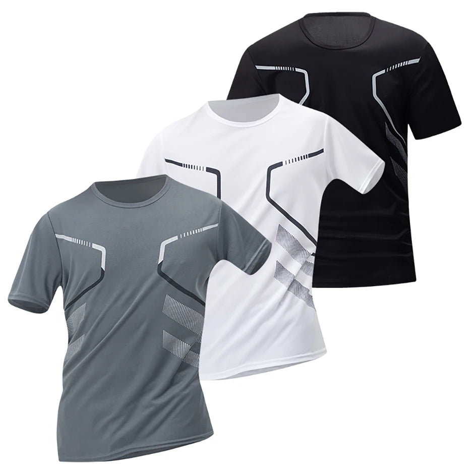 Men's Sports Fitness Top – Quick Drying Printed Tee | Plus Size Casual Shirt