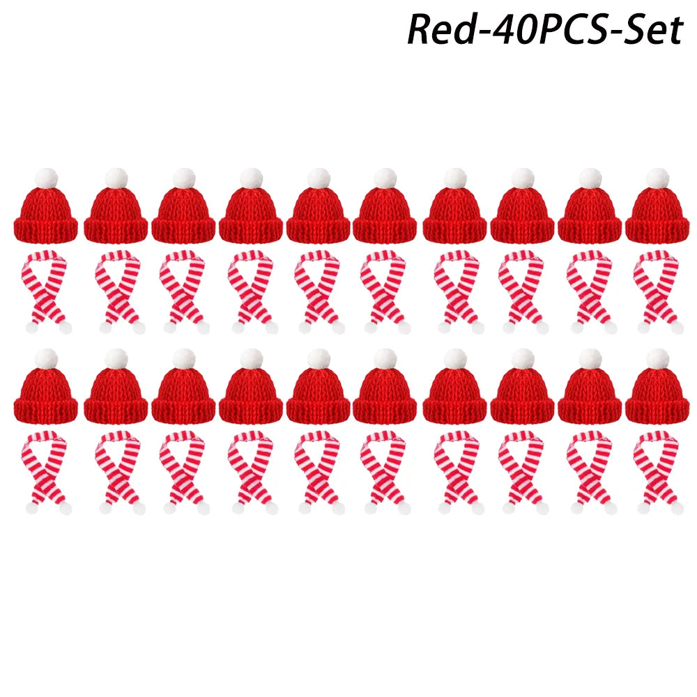 Mini Christmas Hat and Scarf Set - DIY Holiday Party Decoration