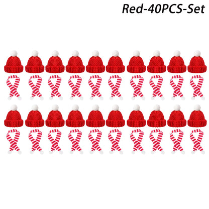 Mini Christmas Hat and Scarf Set - DIY Holiday Party Decoration