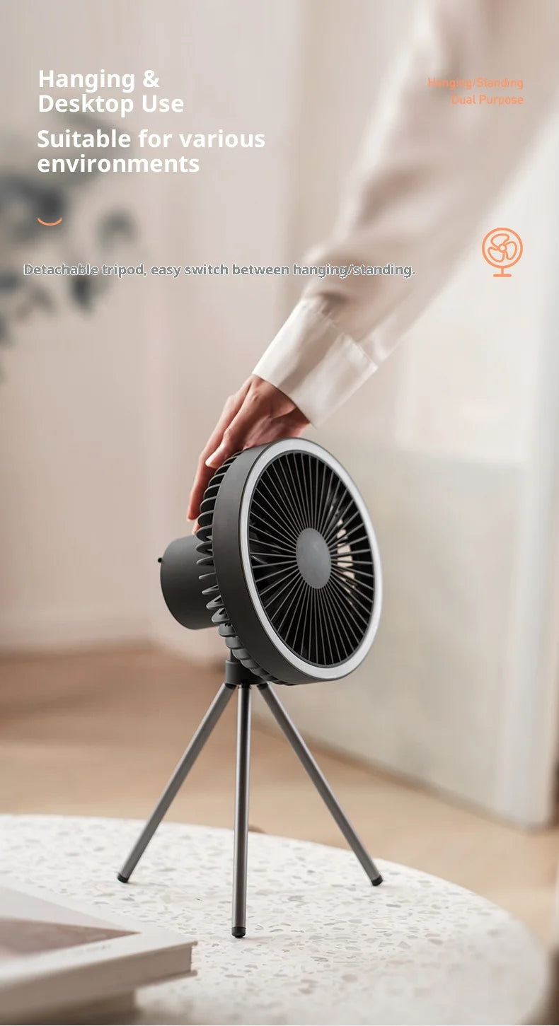 HOMEFISH Portable Rechargeable Camping Fan 4000mAh 10000mAh Wireless Ceiling Desktop Fan with Power Bank LED Light
