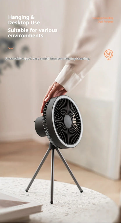 HOMEFISH Portable Rechargeable Camping Fan 4000mAh 10000mAh Wireless Ceiling Desktop Fan with Power Bank LED Light