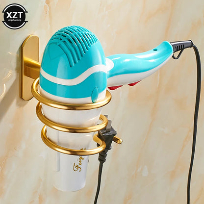 Hair Dryer Organizer Rack - Wall Mounted Aluminum Holder for Hairdryer and Straightener
