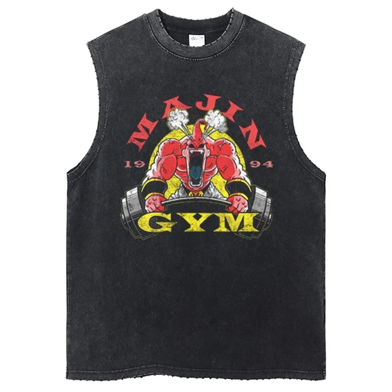 T-shirt Men's Street Clothing Dragon Ball Cartoon Pattern Vintage T-shirt Neutral Casual White Cotton Women T-shirt Top