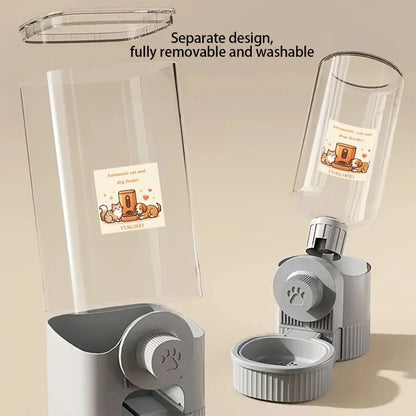 New Hanging Automatic Pet Food Feeder/Water Dispenser, Gravity Cat Auto Feeder Waterer Set with Container Bowl for Cage