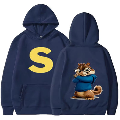 Soft Comfortable Cartoon Hoodie Alvin and The Chipmunks Green Red Navy Blue Long Sleeve Hoody Sweatshirts Movie Promo Animation
