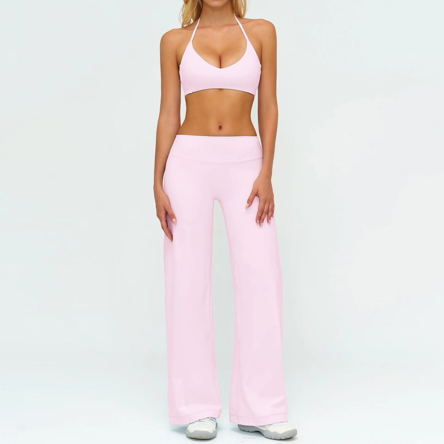Women's Fitness Set Gym Tracksuit Breathable Sports Bra Flared Trousers Suit Workout Clothing Sportswear Female Athletic Wear