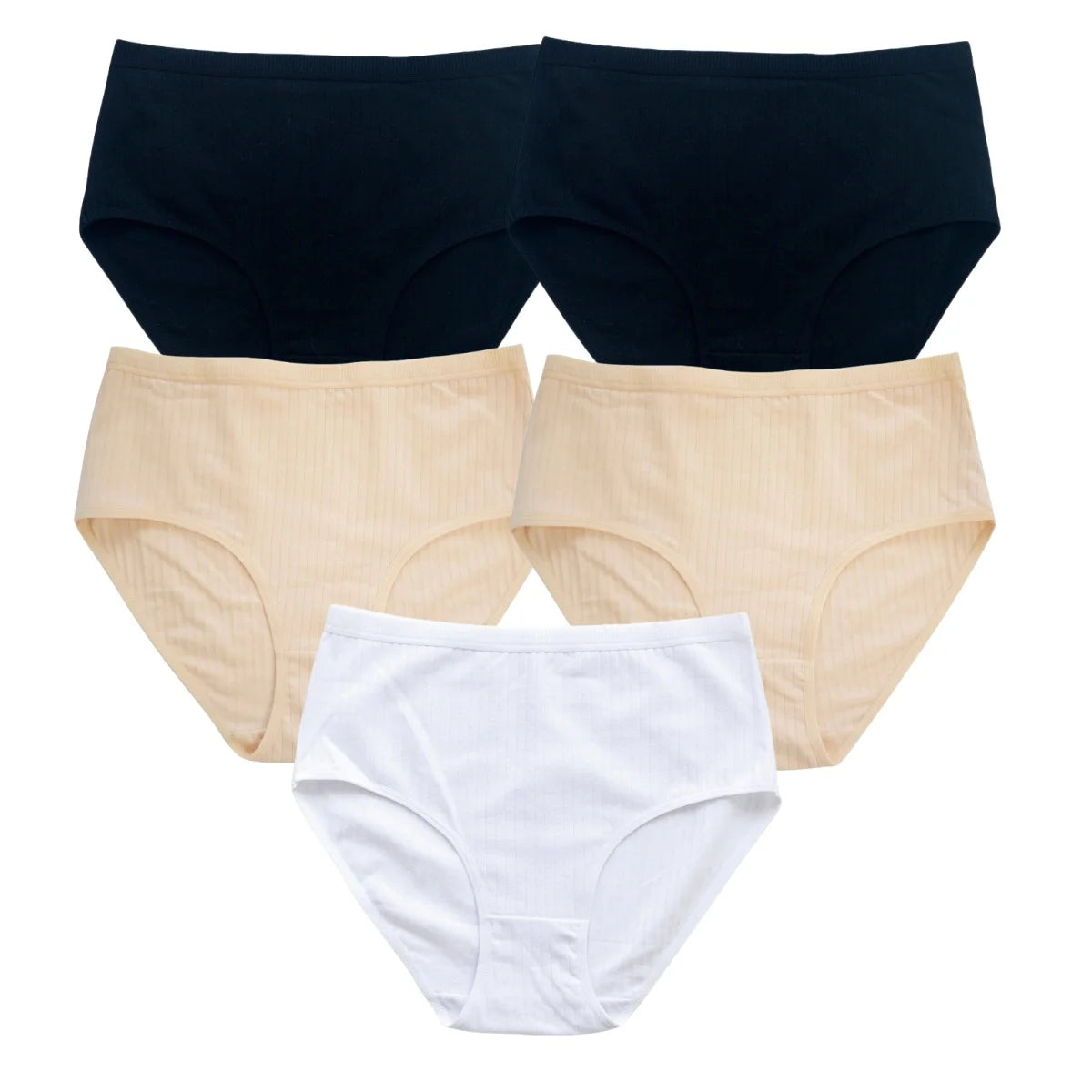 5Pcs/Set High Rise Panties Women Cotton Briefs Sexy Lingerie Ribbed Basic Daily Underwear Soft Stretch Ladies Intimates S-XXL