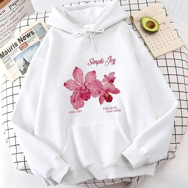 Harajuku Graphic Pullover Flower Design Hooded Sweatshirt Cute Hoody Spring Casual Hoodies Pullover Hooded Daily