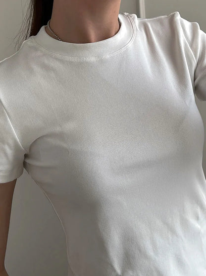 Basic T Shirts Women Cotton Slim Fit White Tops Summer Black Tees Crew Neck 100% Cotton T Shirt For Women Plain T-shirts Soft