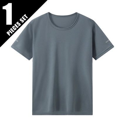 1/4piece Spring/Summer Youth Plus Size 13-16 Years Old Quick Drying Sports Short Sleeved T-shirt Versatile Top For Boys And Girl