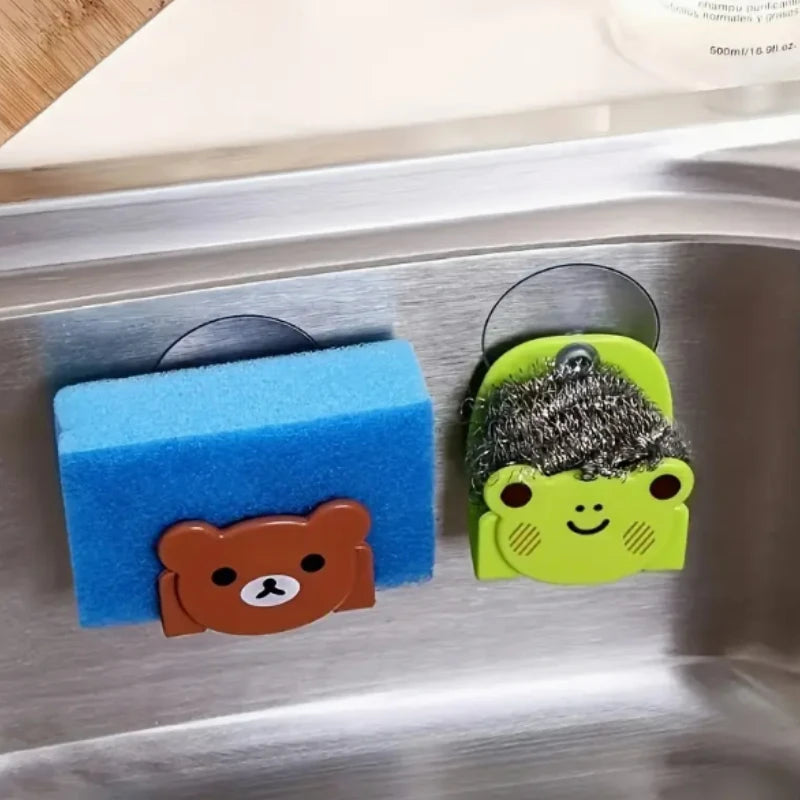 Kitchen Sink Drain Rack - Suction Cup Wall Mounted Sponge & Soap Storage Holder