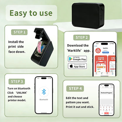 Marklife P15 Mini Thermal Printer Bluetooth Label Printer For Gift/Price/Tag/Sticker/Marking/ Home/Office/ School As D110/D30