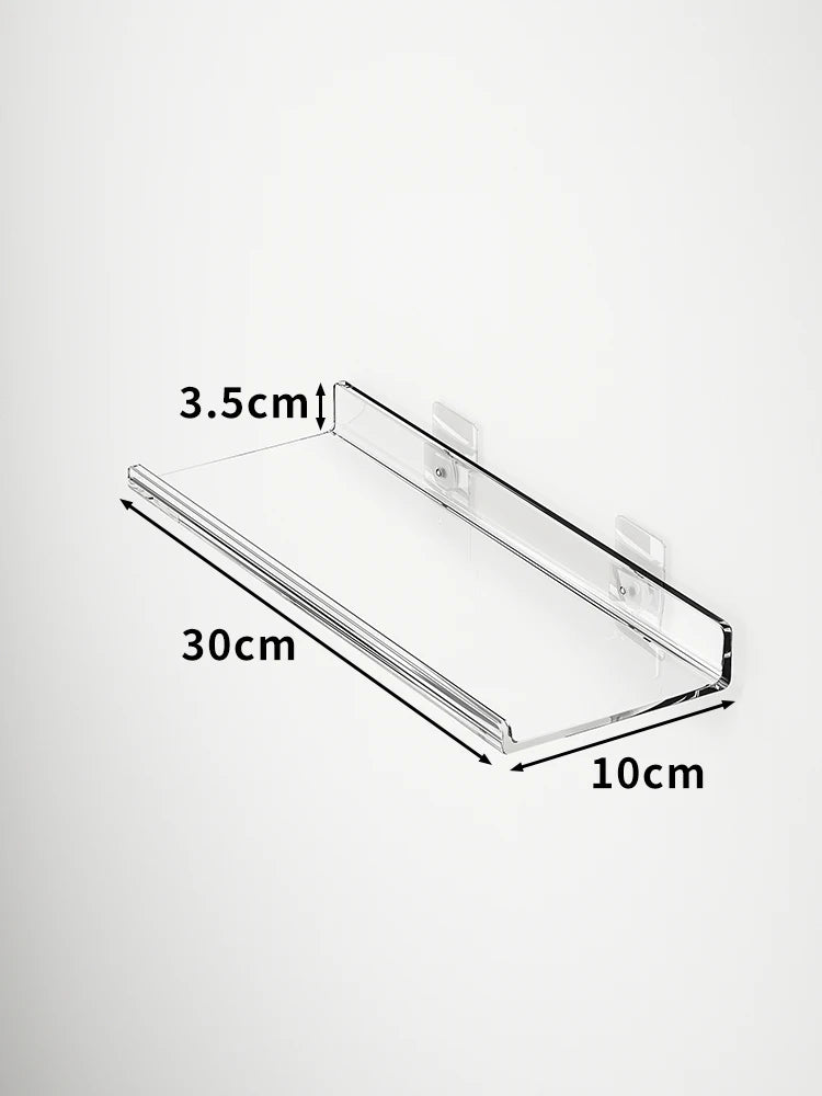 Acrylic Wall Storage Rack - No Drill Bathroom  Kitchen Organizer with Strong Adhesive