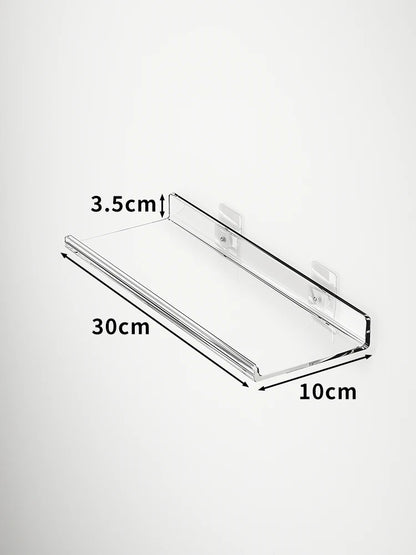Acrylic Wall Storage Rack - No Drill Bathroom  Kitchen Organizer with Strong Adhesive