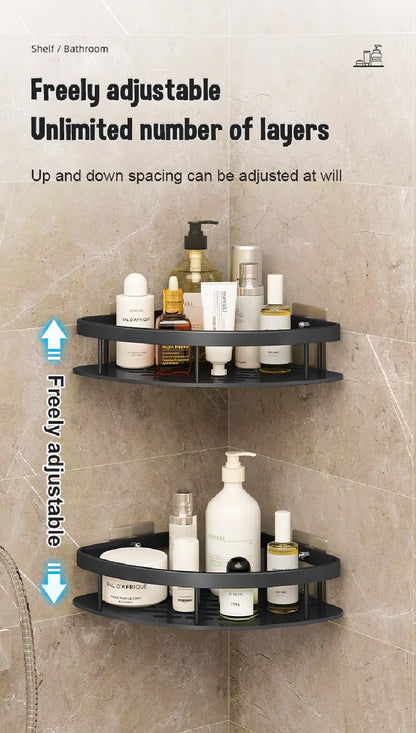 Wall-Mounted Bathroom Corner Shelf - Non-Perforated Shower Storage Organizer
