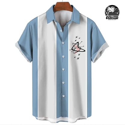 New Hawaiian Shirts for Men Casual Button Down Short Sleeve Unisex Striped 3D Print Summer Beach European Size S to 5XL