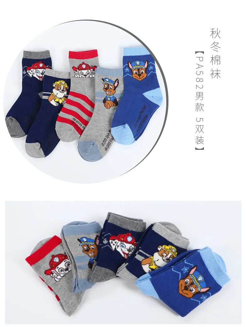 5 Pairs /Lot Genuine Paw Patrol Chase Skye Ryder Baby Boys Girls Soft Colorful Socks For Kids Breathable Toddler Warm Socks
