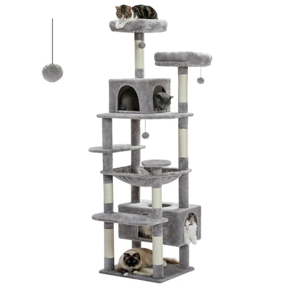 Large Cat Tree - Multi Level Indoor Cat Tower With Sisal Covered Posts & Spacious Condo